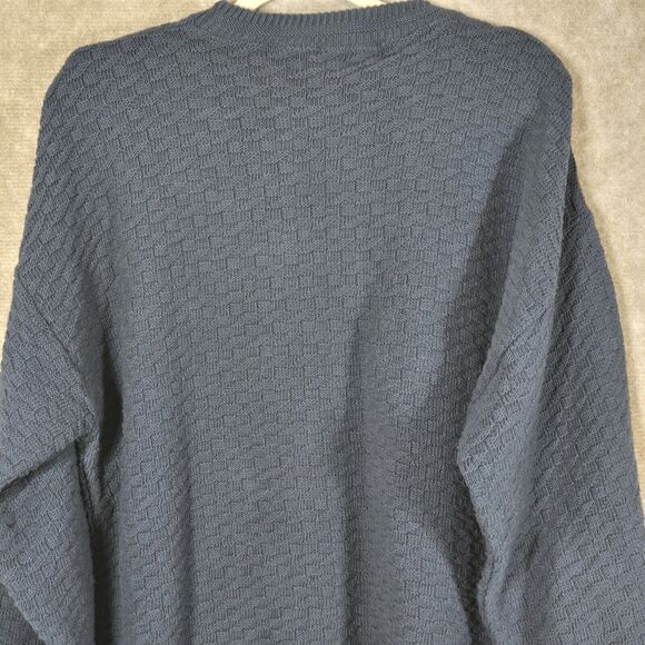 Vintage Scottish Isle Golf Sweater Mens Large Blue Hand Framed Knit Applique - Picture 6 of 7